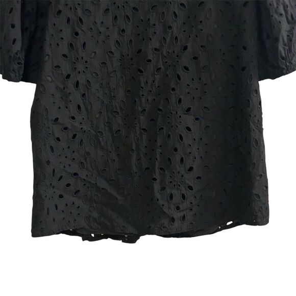 PrettyGarden Women's Black Embroidered Blouse L Long Puff Sleeve - Picture 12 of 14